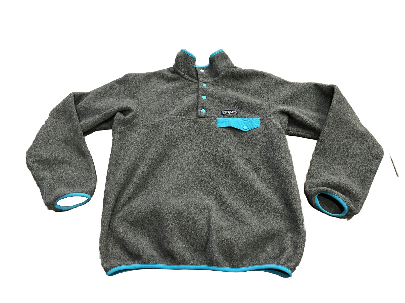 Patagonia Synchilla Gray Blue Womens Snap-T Fleece Pullover Sweater Size S Small